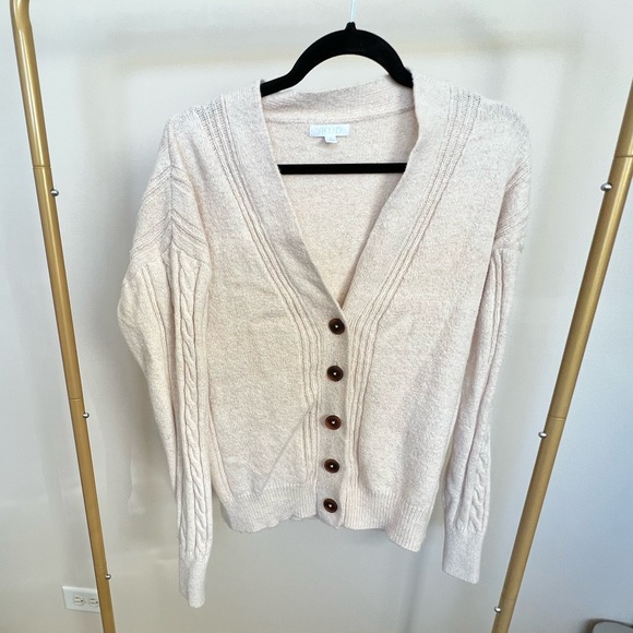 Abound Cream Button Down Cardigan - M - Picture 2 of 4